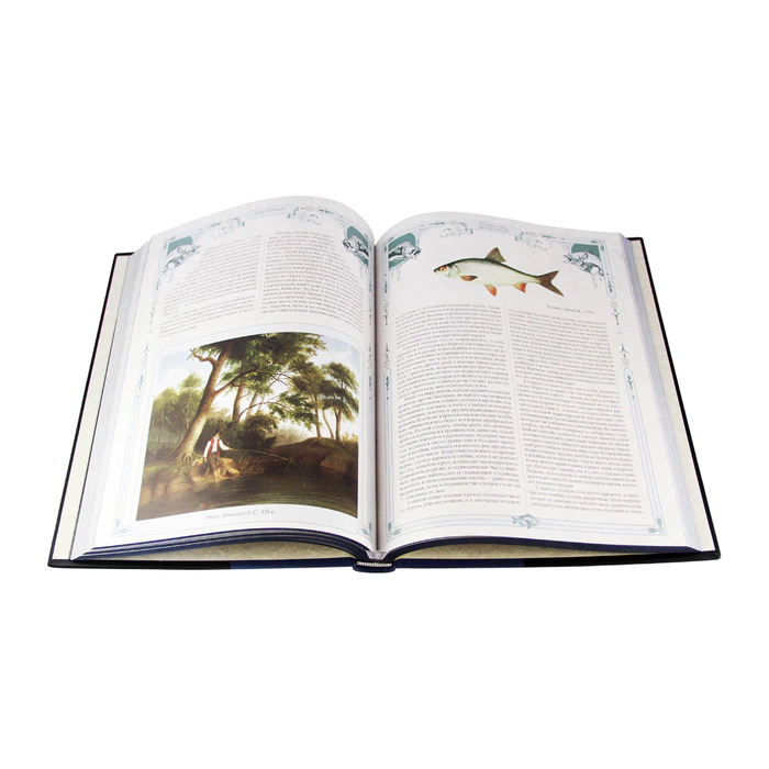 Okunevy gift set with the book "The Big Book of Russian Fishing" and perch figurines